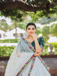 Load image into Gallery viewer, Sky Blue Color Thread Embroidery Work With Lace Border Organza Lehenga Choli ClothsVilla.com
