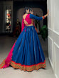 Load image into Gallery viewer, Blue Color Plain With Gamthi Work Cotton Navratri Garba Choli ClothsVilla.com