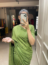 Load image into Gallery viewer, Mehendi Color Sequins And Zari Work Viscose Chanderi Saree Clothsvilla