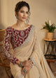 Load image into Gallery viewer, Beige Georgette Designer Saree Clothsvilla