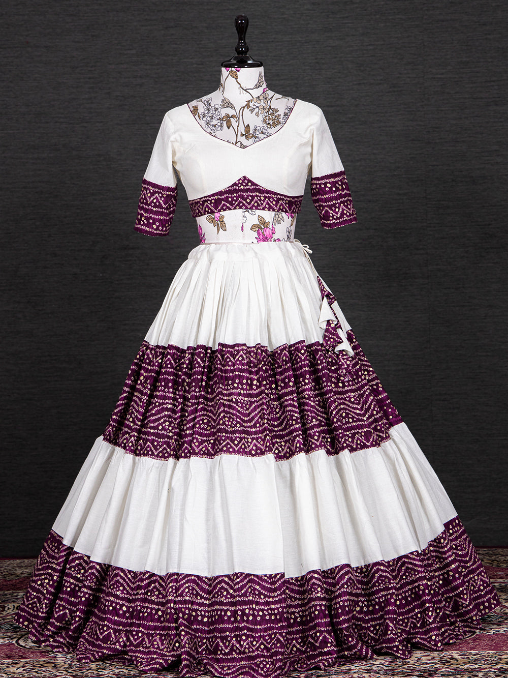 Wine Color Foil And Printed Pure Cotton Lehenga Choli Clothsvilla