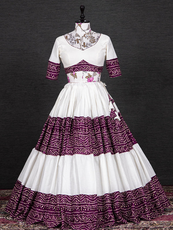 Wine Color Foil And Printed Pure Cotton Lehenga Choli Clothsvilla