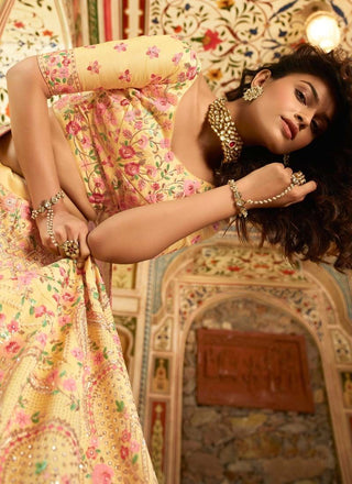 Yellow Art Silk Stone Work Lehenga Choli For Reception Clothsvilla