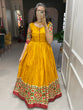 Load image into Gallery viewer, Yellow Color Foil Printed Dola Silk Gown Clothsvilla