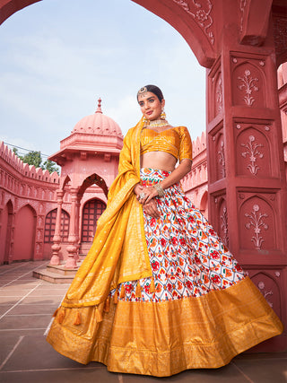 Mustard Color Haydrabadi Patola Printed Silk Chaniya Choli Clothsvilla