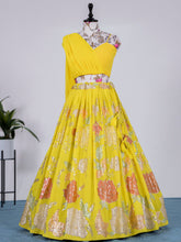 Load image into Gallery viewer, Yellow Color Sequins And Thread Embroidery Work Georgette Lehenga Choli Clothsvilla