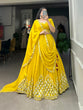 Load image into Gallery viewer, Yellow Color Sequins And Embroidery With Original Mirror Work Georgette Haldi Rasam Lehenga Choli Clothsvilla