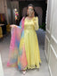 Yellow Color Simple Soft Organza Gown Clothsvilla