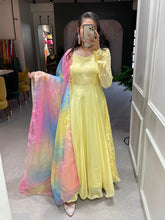Load image into Gallery viewer, Yellow Color Simple Soft Organza Gown Clothsvilla