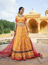 Load image into Gallery viewer, Yellow Color Printed Vaishali Silk Lehenga Choli Set Clothsvilla