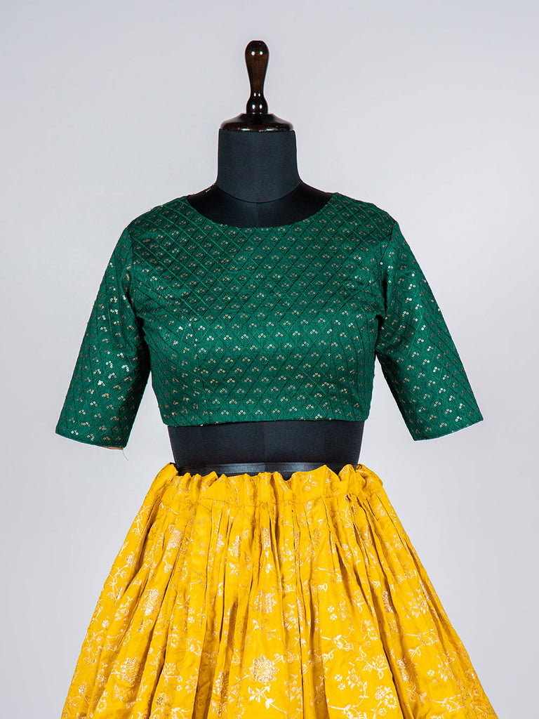 Yellow Color Weaving work Jacquard Lehenga Choli Clothsvilla