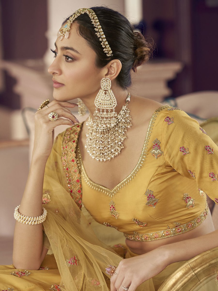 Yellow Organza Designer Lehenga Choli Clothsvilla