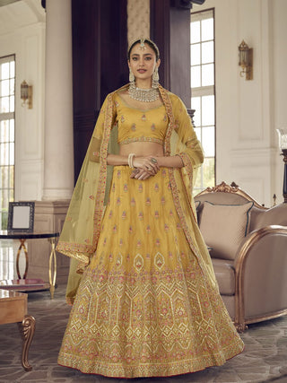 Yellow Organza Designer Lehenga Choli Clothsvilla