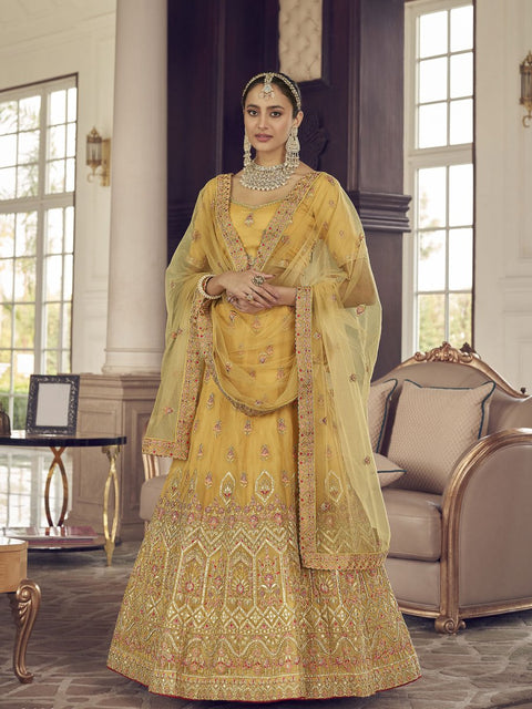 Yellow Organza Designer Lehenga Choli Clothsvilla Main image
