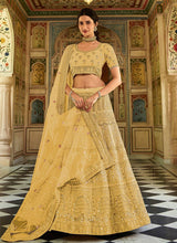 Load image into Gallery viewer, Yellow Organza Indian Wedding Lehenga With Net Dupatta Clothsvilla