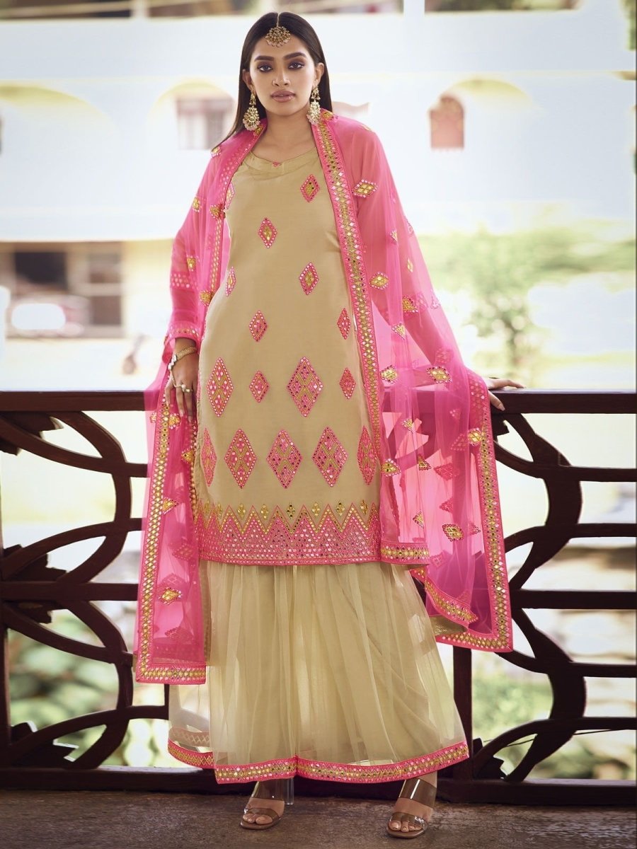 Yellow Organza Partywear Sharara Suit Clothsvilla
