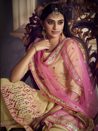 Yellow Organza Partywear Sharara Suit Clothsvilla