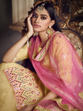 Yellow Organza Partywear Sharara Suit Clothsvilla