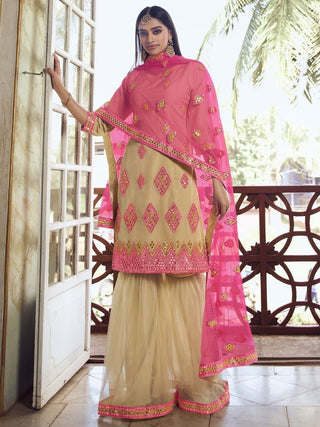 Yellow Organza Partywear Sharara Suit Clothsvilla