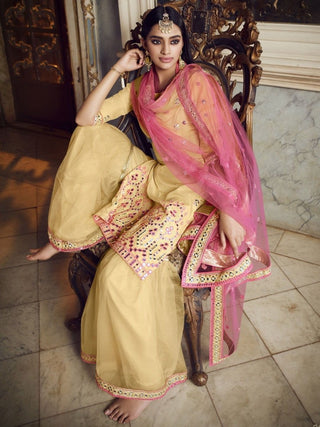 Yellow Organza Partywear Sharara Suit Clothsvilla