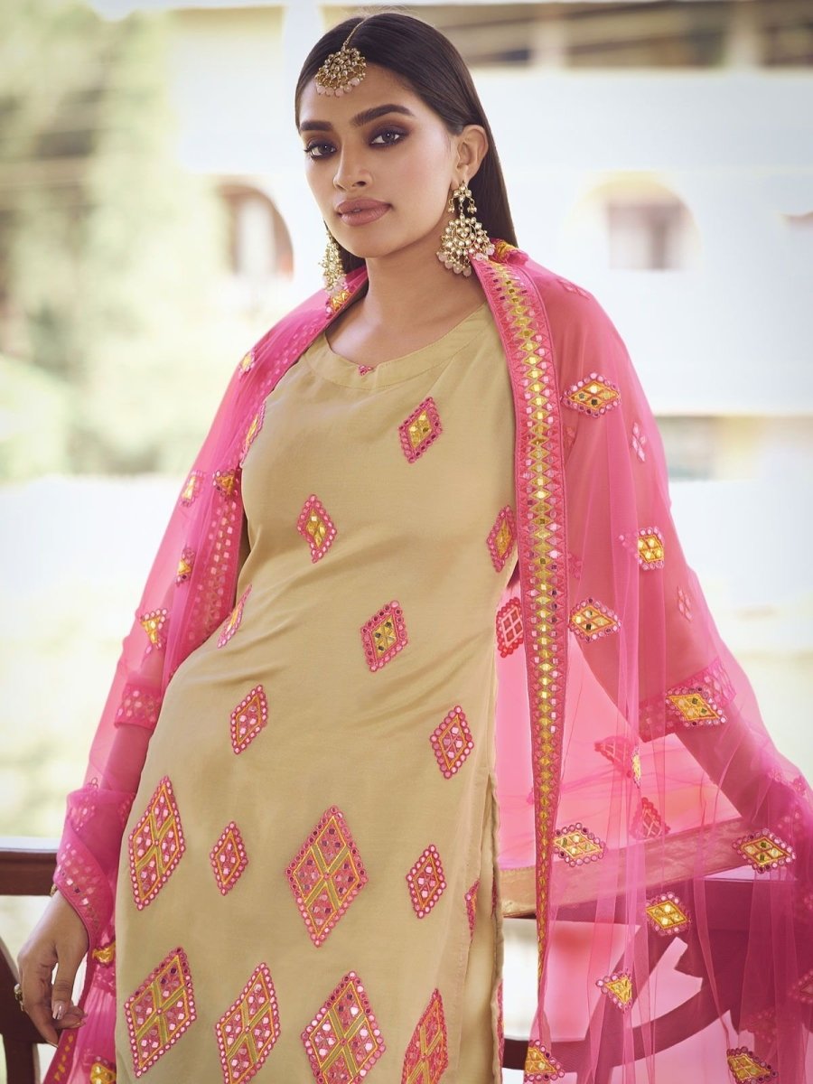 Yellow Organza Partywear Sharara Suit Secondary image