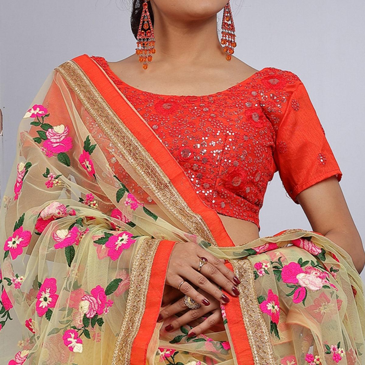 Yellow Party Wear Sequins Embroidered Georgette Lehenga Choli Clothsvilla