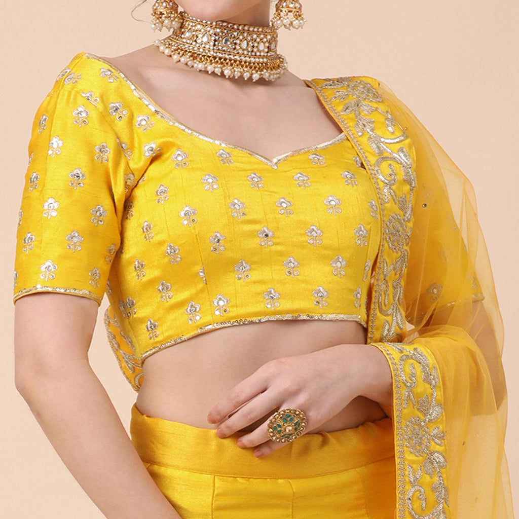 Yellow Party Wear Sequins Embroidered Silk Lehenga Choli Clothsvilla