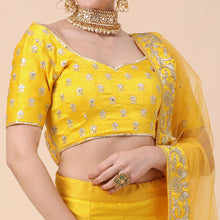 Load image into Gallery viewer, Yellow Party Wear Sequins Embroidered Silk Lehenga Choli Clothsvilla