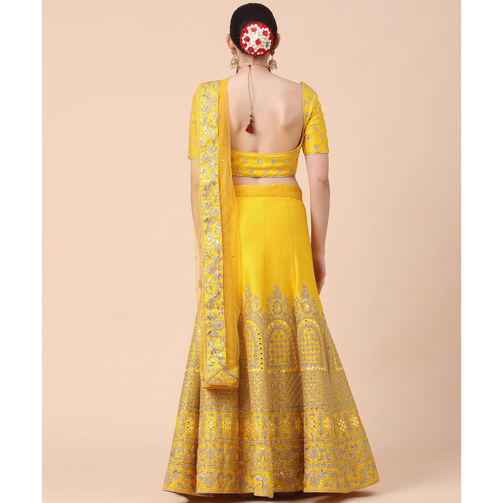 Yellow Party Wear Sequins Embroidered Silk Lehenga Choli Clothsvilla