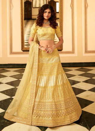 Yellow Resham And Gota Work Organza Wedding Lehenga Choli Clothsvilla