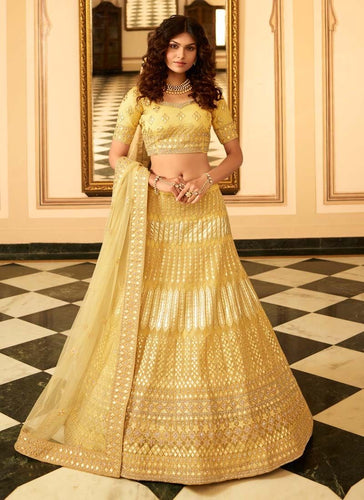 Yellow Resham And Gota Work Organza Wedding Lehenga Choli Clothsvilla