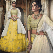 Load image into Gallery viewer, Yellow Sequins Embroidered Net Lehenga Choli Clothsvilla