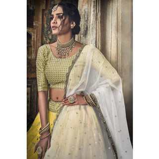 Yellow Sequins Embroidered Net Lehenga Choli Clothsvilla