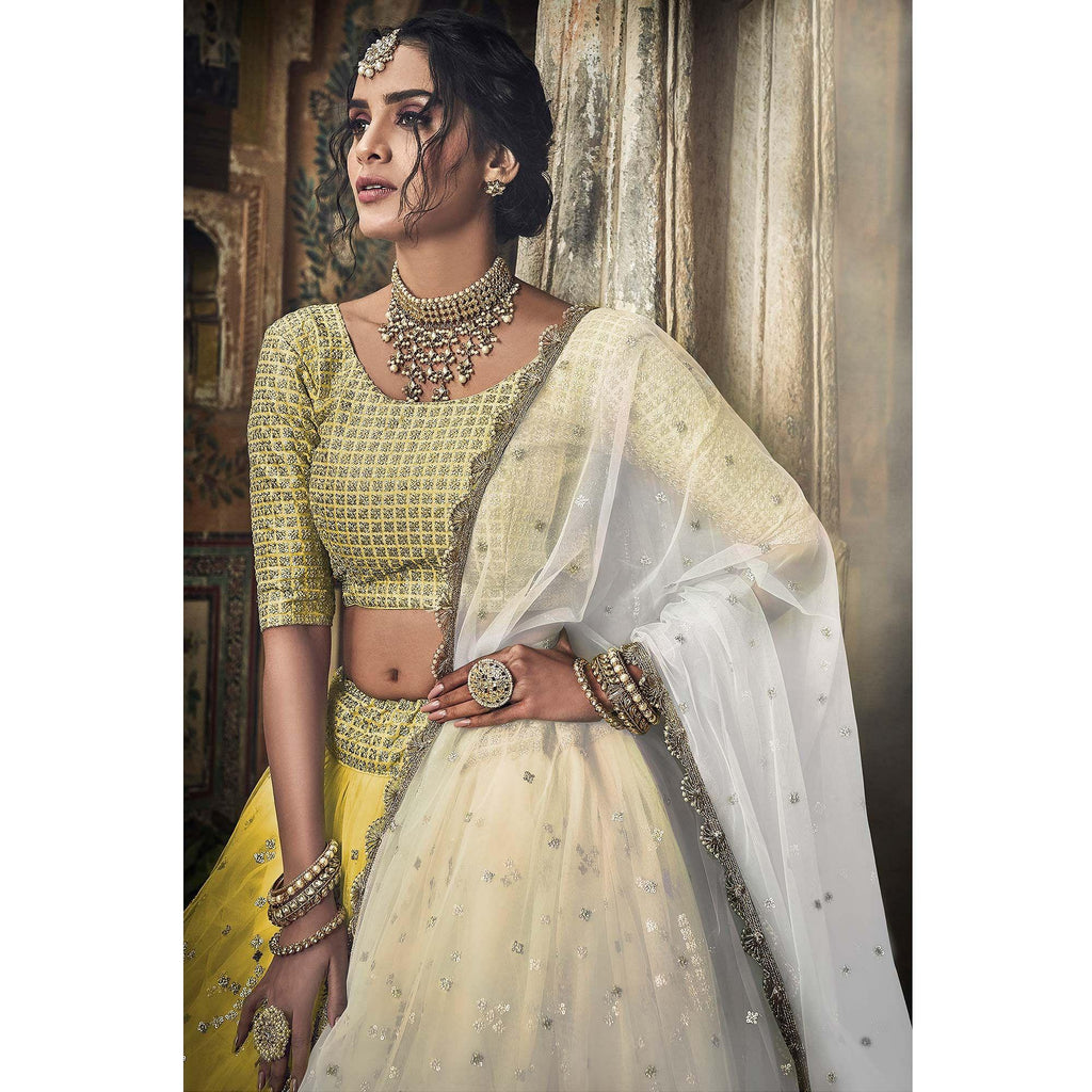 Yellow Sequins Embroidered Net Lehenga Choli Clothsvilla